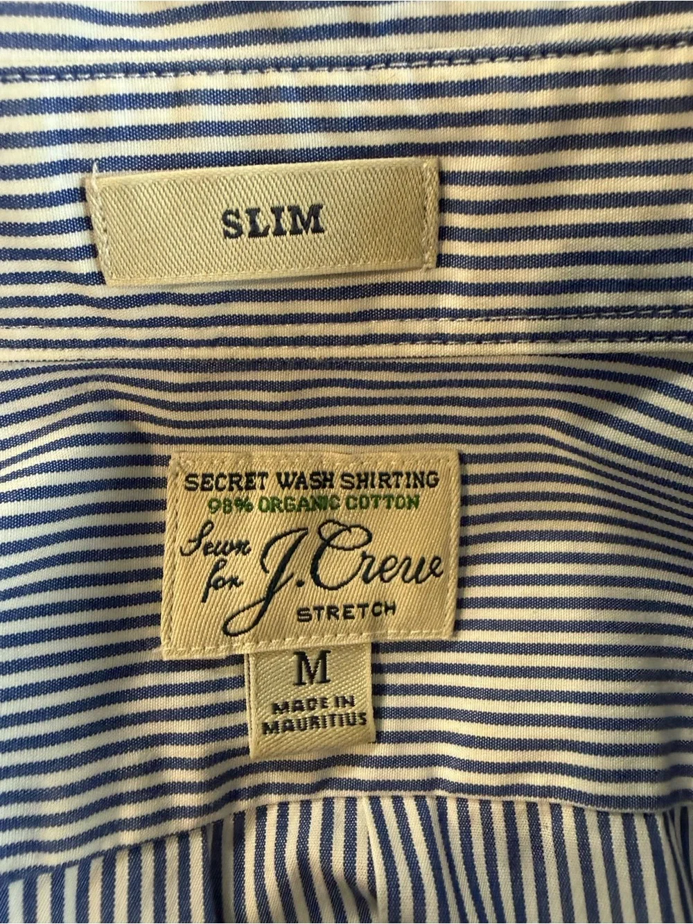 J.Crew Secret Wash Slim Blue White Stripe Shirt M